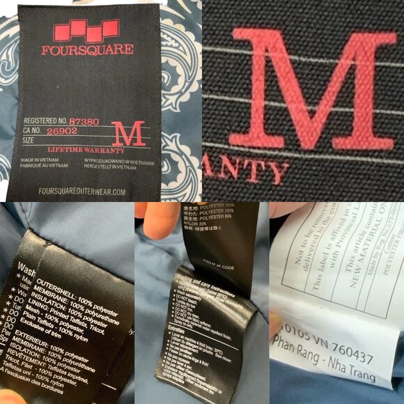 Foursquare Mens Hooded Jacket M Black Long Sleeve Pockets Logo Fall Winter - Picture 4 of 15